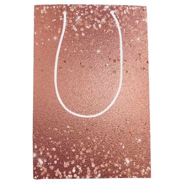 Sac Cadeau Moyen Rose Gold Glitzy Parties scintillant Étincelle (Devant)