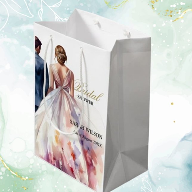 Sac Cadeau Moyen Rose rustique Boho Fête des mariées florale (perfect for heartfelt gifts. Add a charming touch to your special day!)