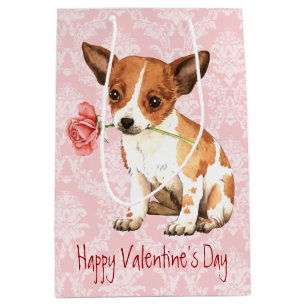 Sac Cadeau Moyen Rose Valentin Chihuahua