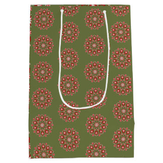 Sac Cadeau Moyen Rosemaling vert olive