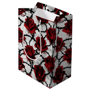 Sac Cadeau Moyen Roses Rouges Épineuses Gothiques Amour Sombre Anti