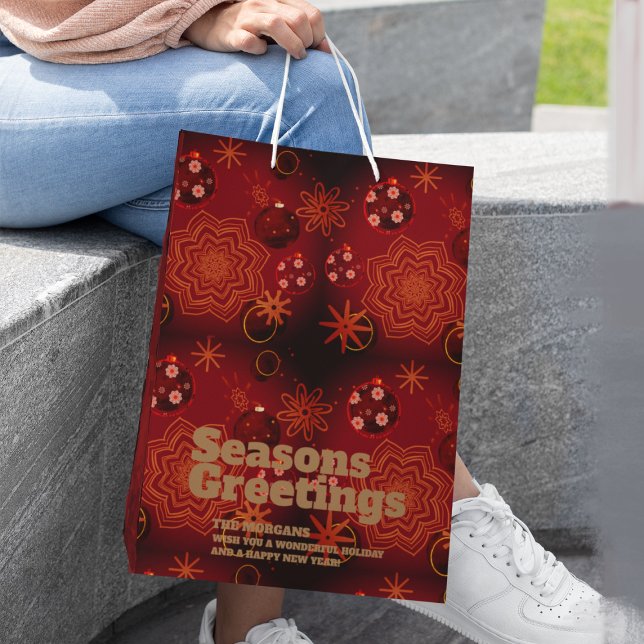 Sac Cadeau Moyen Rouge de fête (red gift bag mockup)