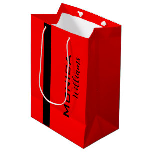 Sac Cadeau Moyen Rouge et noir Personnalisé Moderne Nom élégant