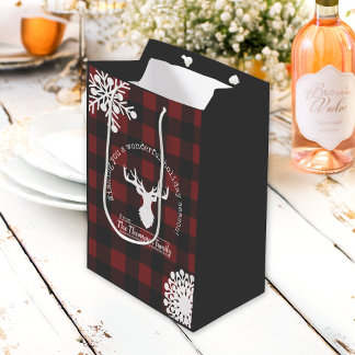 Sac Cadeau Moyen Rouge et Noir Plaid de Buffalo Noël