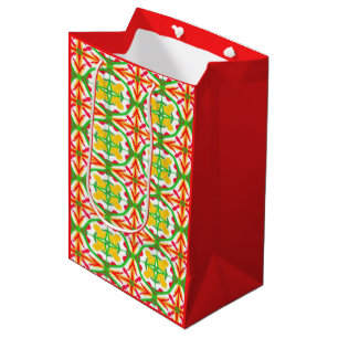 Sac Cadeau Moyen Rouge, jaune et vert citron vert