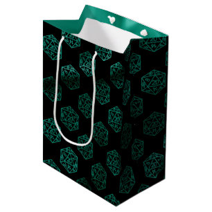 Sac Cadeau Moyen RPG Dice   Teal Green Retro Tabletop Roleplayer