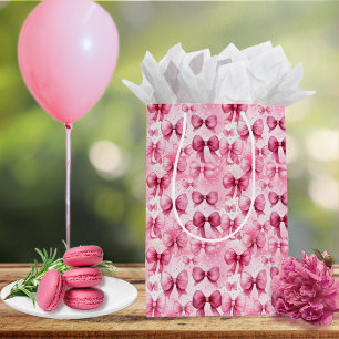 Sac Cadeau Moyen Rubans à nœuds coquettes roses élégants et fantais
