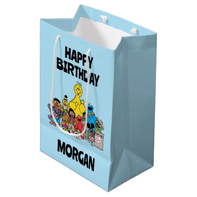 Sac Cadeau Moyen Rue Sésame | Sesame Pals Joyeux anniversaire (Devant Angle)