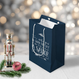 Sac Cadeau Moyen Russe Noël chrétien Verse Typographie Bleu