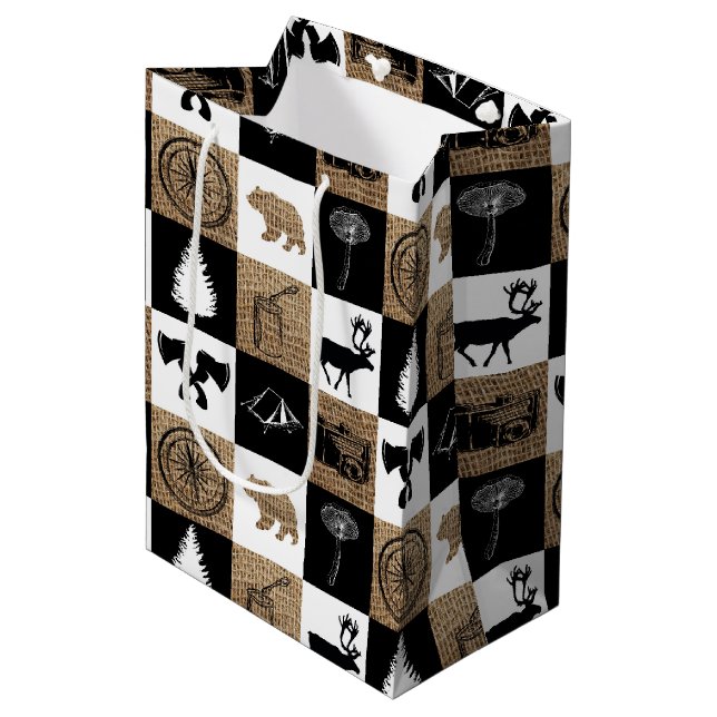 Sac Cadeau Moyen Rustic Camping Extérieur Aventure (Devant Angle)