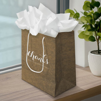 Sac Cadeau Moyen Rustique Kraft Print - Merci Famille Thanksgiving