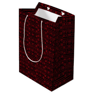 Sac Cadeau Moyen Rythme Cramoisi Géométrique Africain Rouge Et Noir