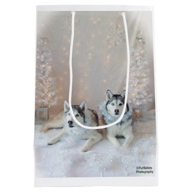 Sac Cadeau Moyen Sac-cadeau Cute Siberian Huskies (Dos)