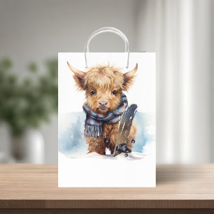 Sac Cadeau Moyen Sac-cadeau Highland Cow-abunga - Blanc