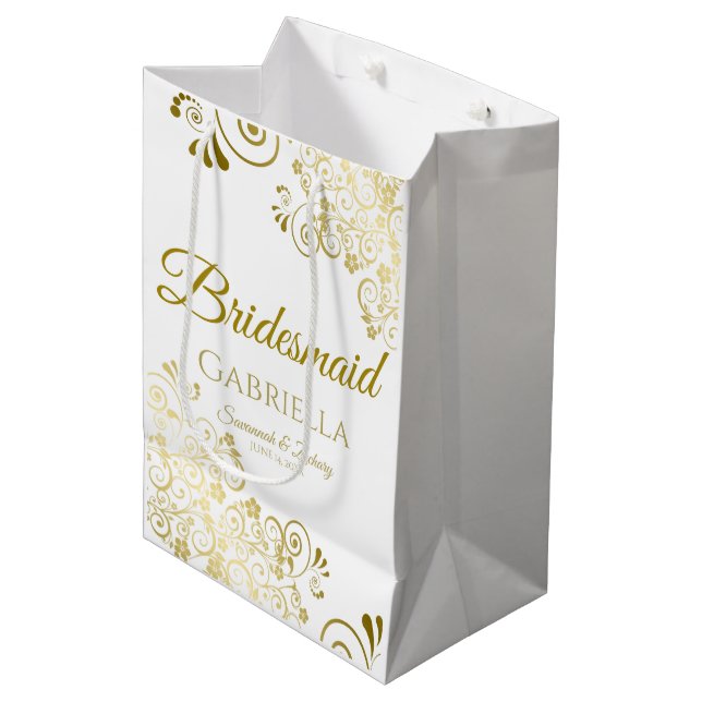 Sac Cadeau Moyen Sac-cadeau Mariage Bridesmaid - Moyen (Devant Angle)