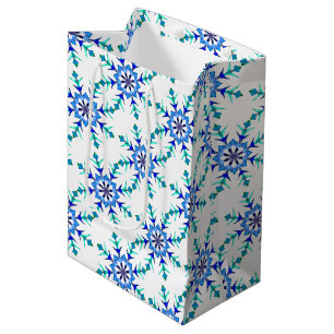 Sac Cadeau Moyen Sac-cadeau Med Blue Snowflakes