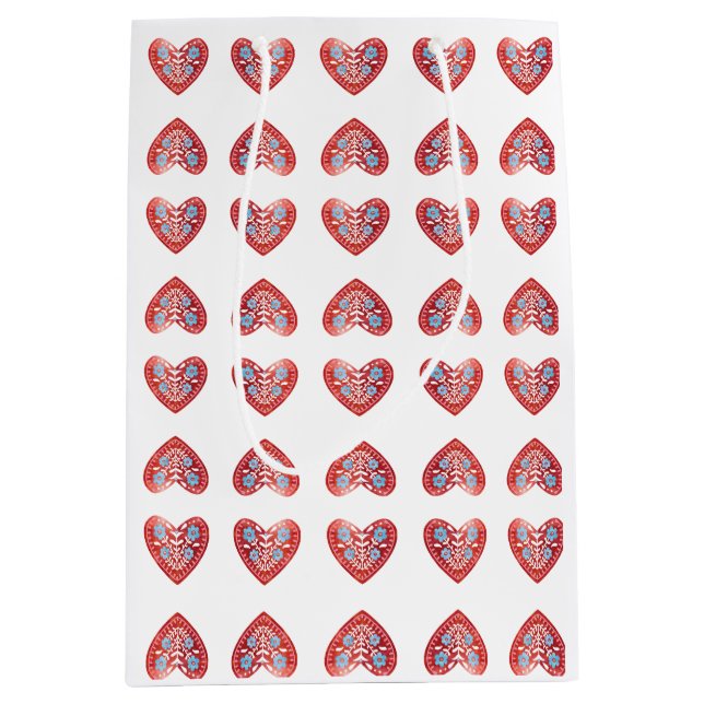 Sac Cadeau Moyen Sac-cadeau moyen de coeur rouge scandinave (Devant)
