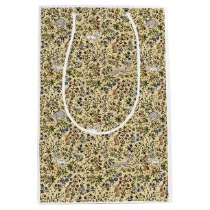 Sac Cadeau Moyen Sacoche cadeau mille fleurs parchemin animaux médi