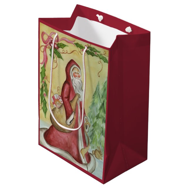 Sac Cadeau Moyen Sacoche cadeau Père Noël (Devant Angle)
