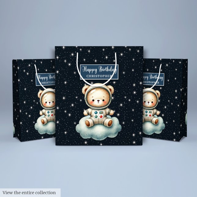Sac Cadeau Moyen Sacoche cadeau pour l'explorateur de l'espace mign (Cute Space Explorer Gift Bag for Boy Birthday)