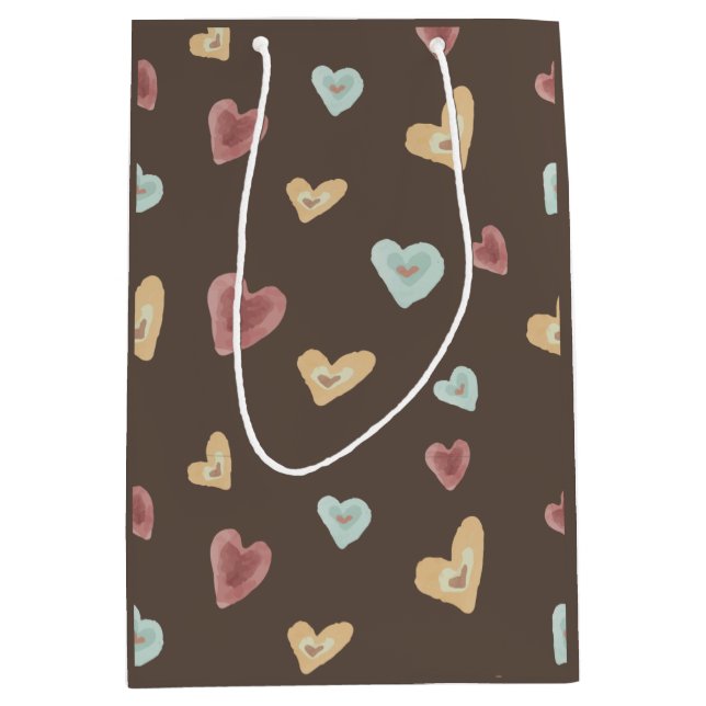 Sac Cadeau Moyen Sacs-cadeaux Coeurs - Brown (Devant)
