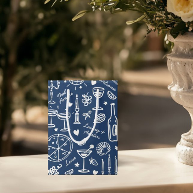 Sac Cadeau Moyen Sacs-cadeaux Mariages illustrés à main (Hand-Drawn Illustrated Wedding Welcome Gift Bags)