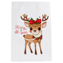 Sac Cadeau Moyen Sacs-cadeaux Merry&Bright Cute Reindeer