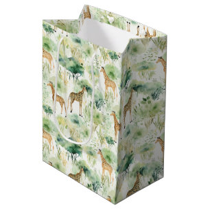Sac Cadeau Moyen Safari Giraffe Motif Afrique Faune Thème