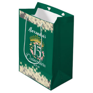 Sac Cadeau Moyen Sage Vert Vintage Boho Quinceañera Espagnol Faveur
