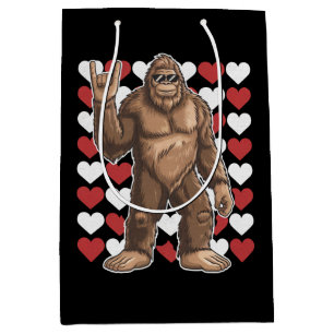 Sac Cadeau Moyen Saint-Valentin Bigfoot drôle coeurs Sasquatch amou