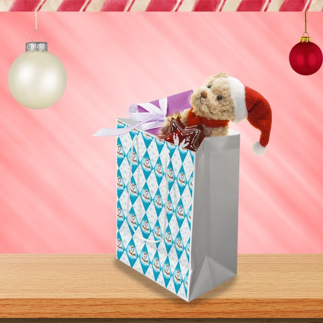 Sac Cadeau Moyen Samoyed Winter Holiday Diamond Motif (Créateur téléchargé)