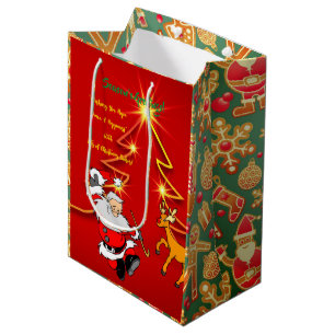 Sac Cadeau Moyen Santa Clause voeux de vacances -
