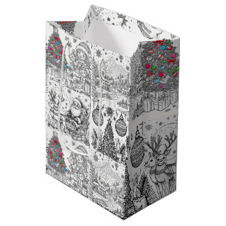 Sac Cadeau Moyen Santa's Artistic Playtime Gift Bag