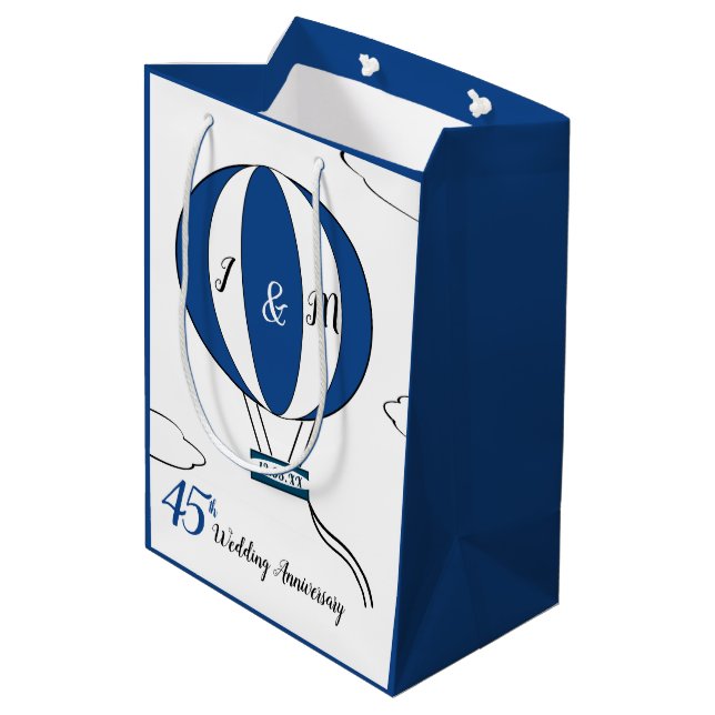 Sac Cadeau Moyen Sapphire 45e anniversaire mariage montgolfière (Dos Angle)