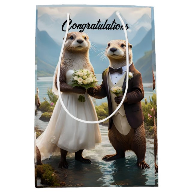 Sac Cadeau Moyen **"Scellé avec un baiser : Otterly in Love"** (Devant)