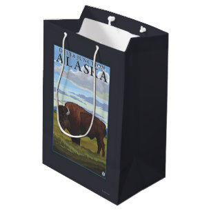 Sac Cadeau Moyen Scène de bison - jonction de delta, Alaska