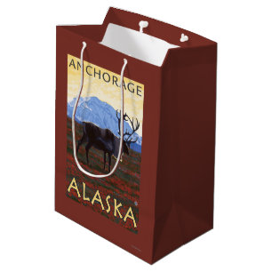 Sac Cadeau Moyen Scène de caribou - Anchorage, Alaska