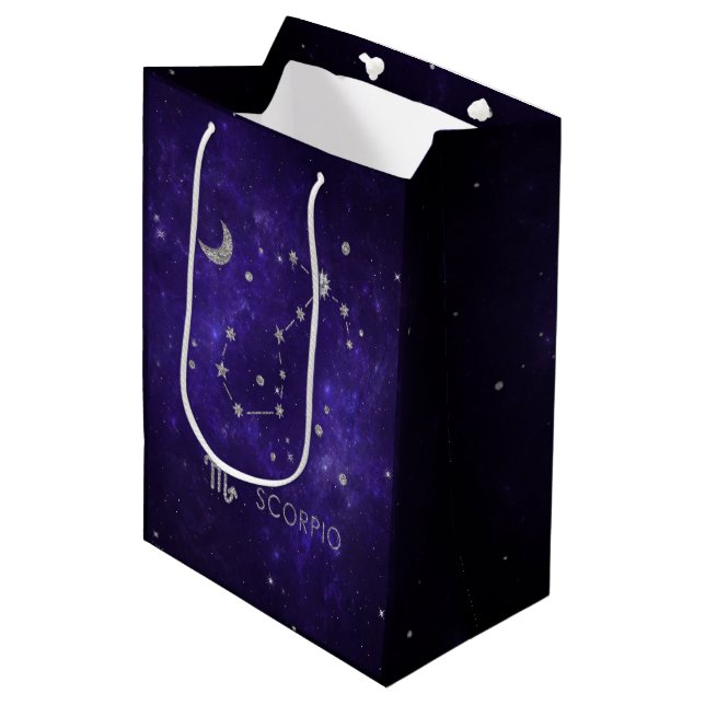 Sac Cadeau Moyen Scorpion violet zodiaque | Horoscope d'astrologie  (Devant Angle)