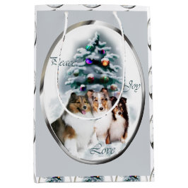 Sac Cadeau Moyen Shetland Sheepdog Shelter Noël