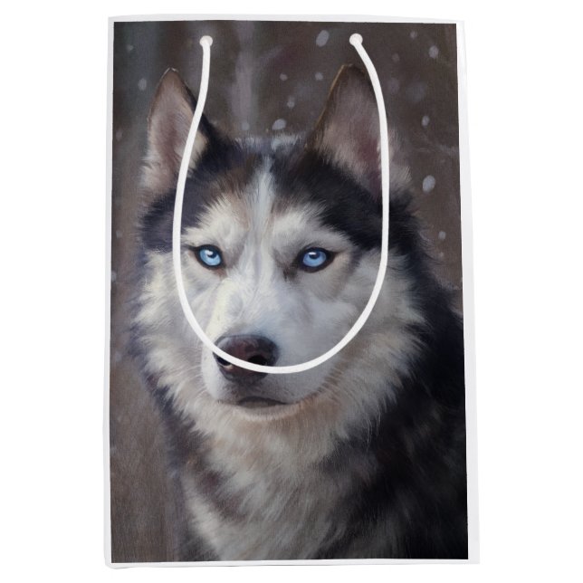 Sac Cadeau Moyen Sibérien Husky (Devant)