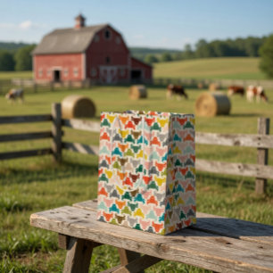 Sac Cadeau Moyen Silhouette de tête de taureau rustique colorée