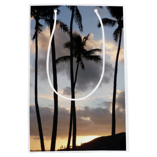 Sac Cadeau Moyen Silhouettes de palmiers à Hawaii (Devant)