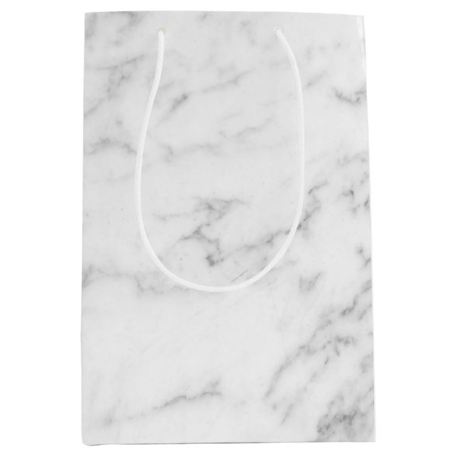 Sac Cadeau Moyen Simple faux marbre blanc (Devant)