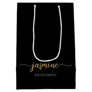 Sac Cadeau Moyen Simple minimaliste Noir Monogramme Girl Script