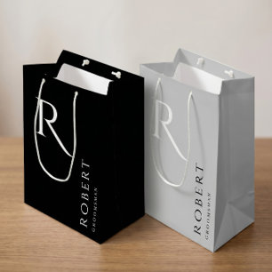 Sac Cadeau Moyen Simple Monogramme Personnel Personnalisé Garçons d