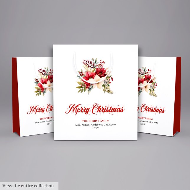 Sac Cadeau Moyen Simple Red White Poinsettia Holiday Gift Bag (Simple Red White Poinsettia Holiday Gift Bag

)