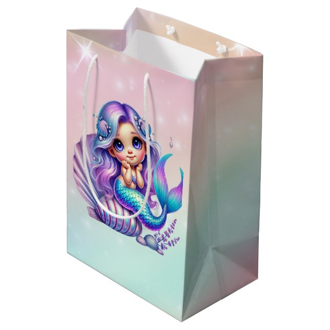 Sac Cadeau Moyen Sirène arc-en-ciel (Dos Angle)