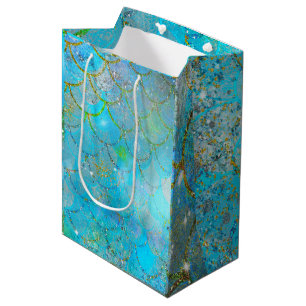 Sac Cadeau Moyen Sirène Perle Iridescente Anniversaire Pailleté