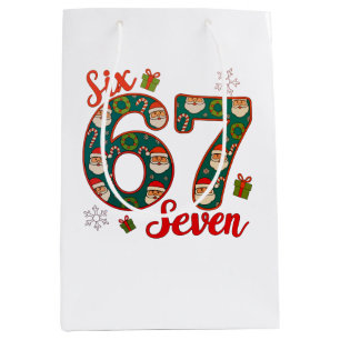 Sac Cadeau Moyen Six Seven 67 6 7 Mème Noël Xmas Chapeau de Père No