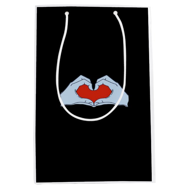 Sac Cadeau Moyen Skeleton Heart Hands Classic & Basic Halloween (Devant)